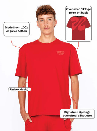 Unisex U Logo Freestyle Baggy Tee Red