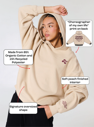 Choreographer Logo Freestyle Oversized Hoodie Beige