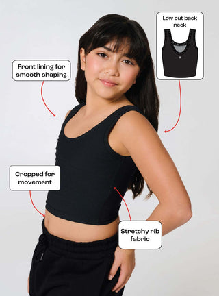 Crop & Lock Tank Black