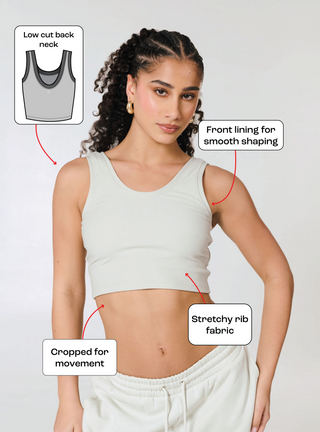 Crop & Lock Tank Grey
