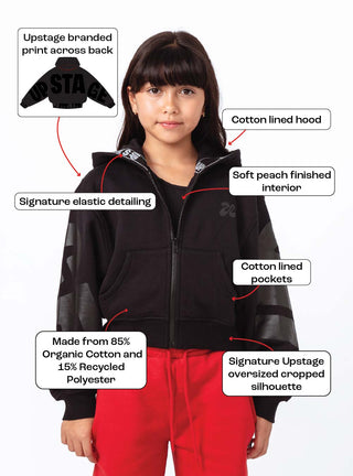 Upstage Logo Freestyle Cropped Hoodie Black