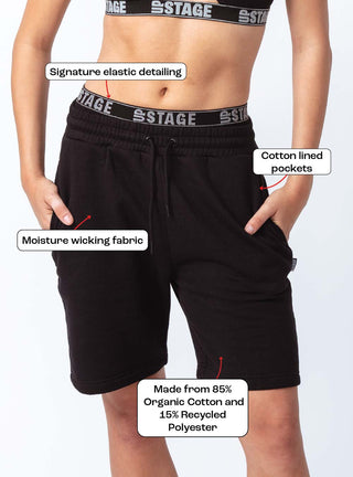 Unisex Exposed Elastic Shorts Black