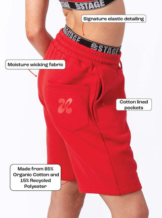 Unisex Exposed Elastic Shorts Red