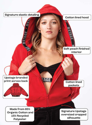 Upstage Logo Freestyle Cropped Hoodie Red