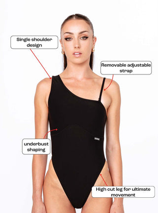 Solo Shoulder Bodysuit Black