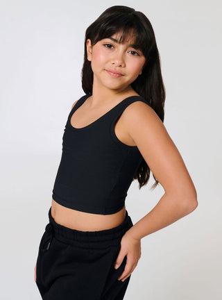 Girls Crop & Lock Tank Black