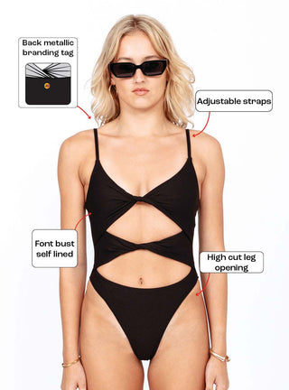 Multi Twist Bodysuit Black