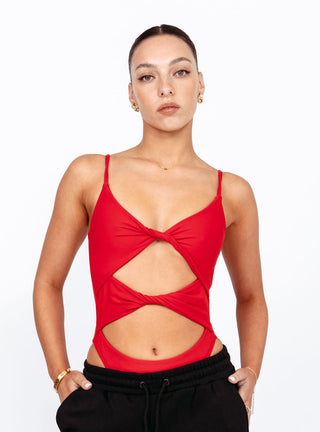 Multi Twist Bodysuit Red