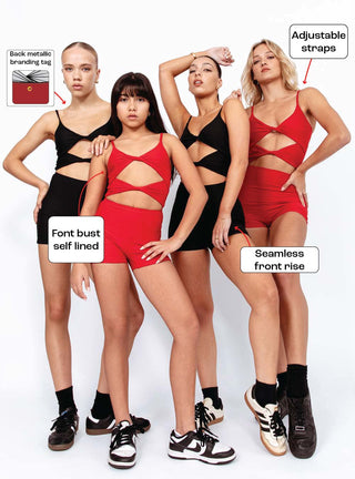 Multi Twist Unitard Red