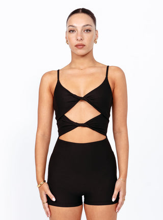 Multi Twist Unitard Black