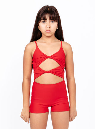 Multi Twist Unitard Red