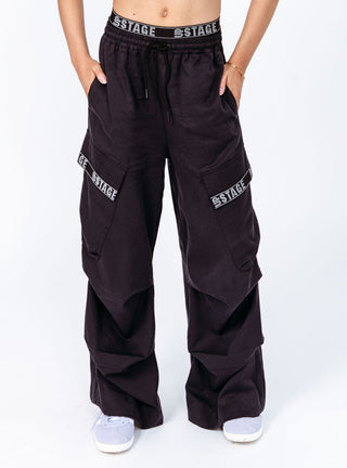 Exposed Elastic Parachute pants Black