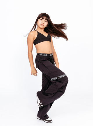 Exposed Elastic Parachute pants Black