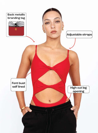 Multi Twist Bodysuit Red