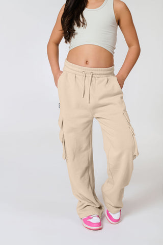 Girls Pop & Lock Cargo Pants Beige