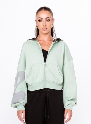 Boucle U Logo Freestyle Cropped Hoodie Mint