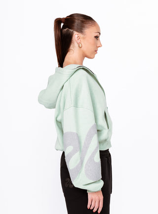 Boucle U Logo Freestyle Cropped Hoodie Mint