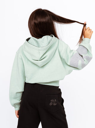 Boucle U Logo Freestyle Cropped Hoodie Mint