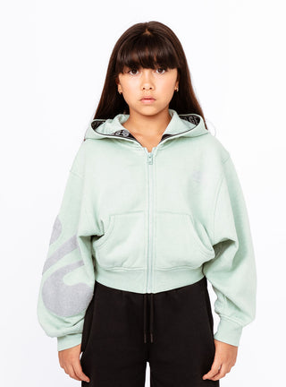 Boucle U Logo Freestyle Cropped Hoodie Mint