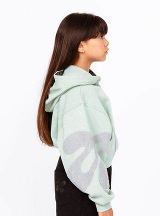 Boucle U Logo Freestyle Cropped Hoodie Mint