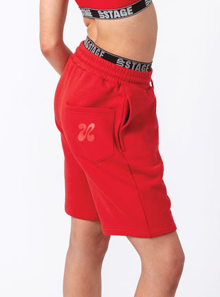 Unisex Exposed Elastic Shorts Red