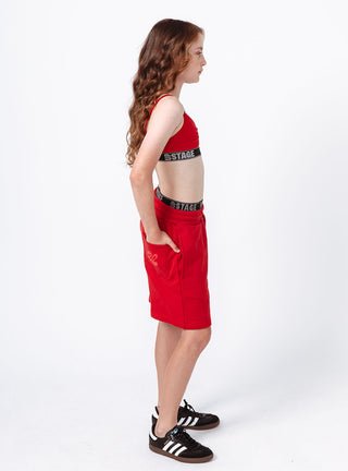 Girls Knot Stop Crop Top Red